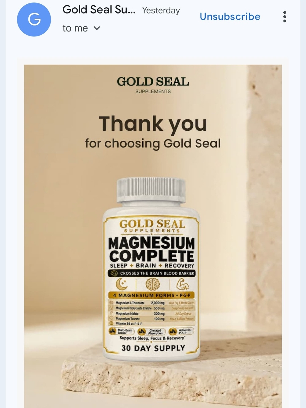Magnesium Complete Supplement - White and Gold